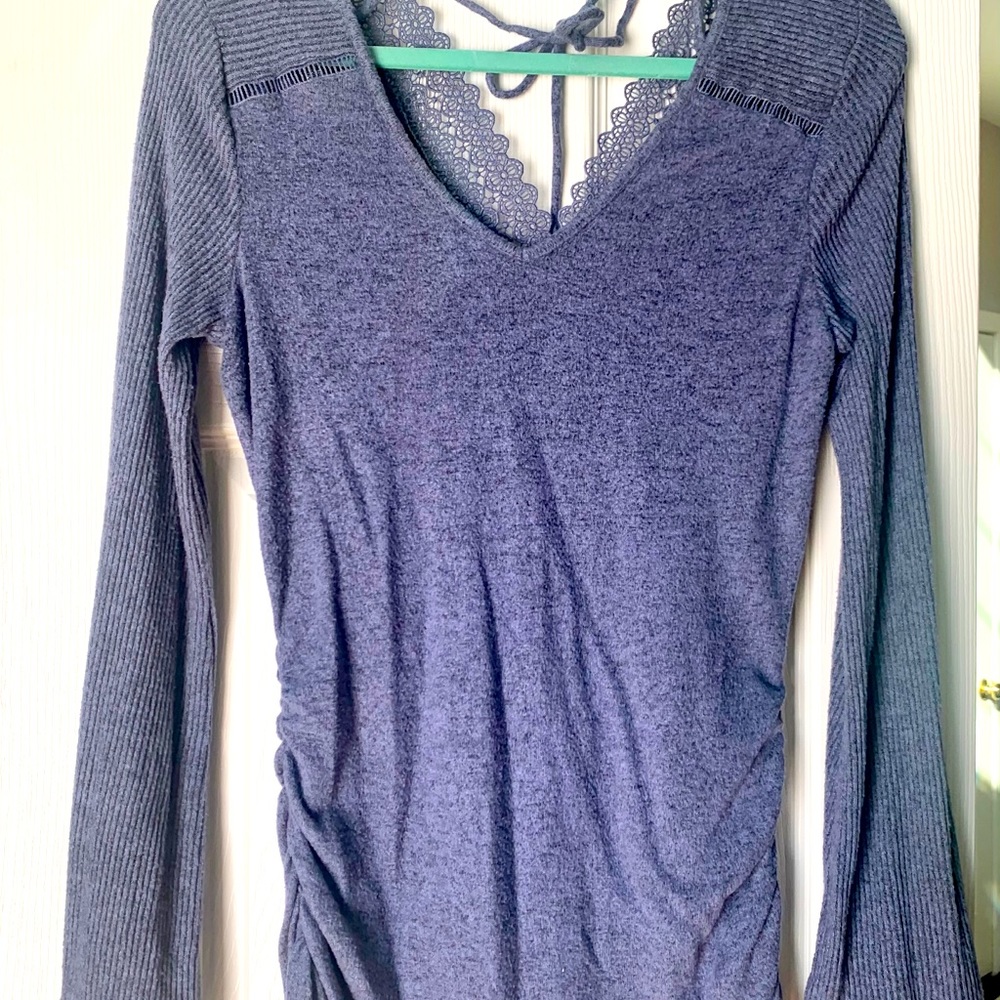 Ruched periwinkle top
